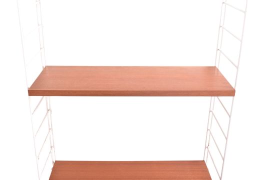 Teak and White Metal Modular Wall System/Bookcase by Nils Strinning for String, (1960s) Denmark