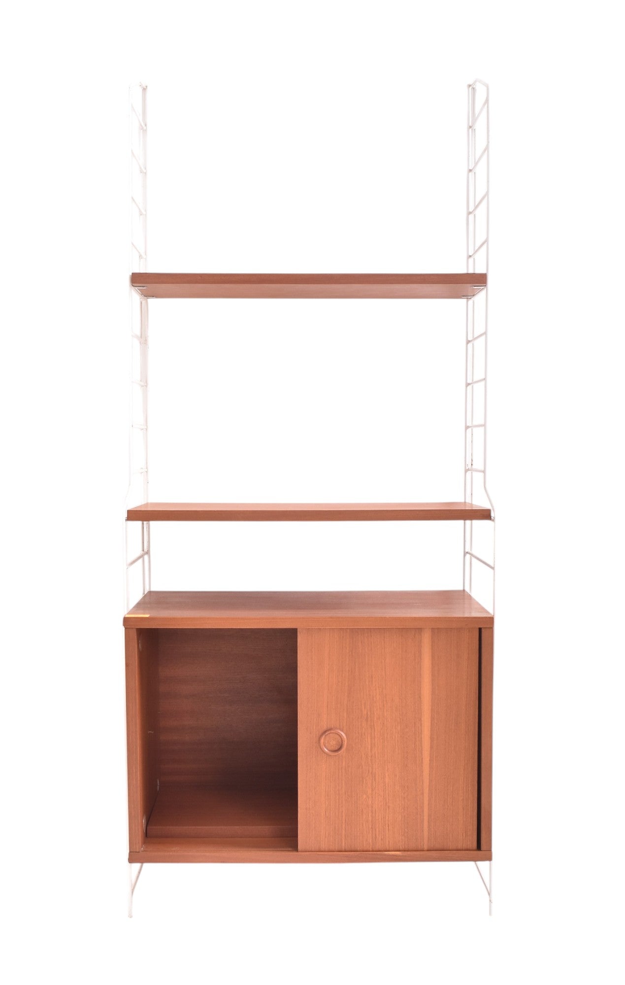 Teak and White Metal Modular Wall System/Bookcase by Nils Strinning for String, (1960s) Denmark