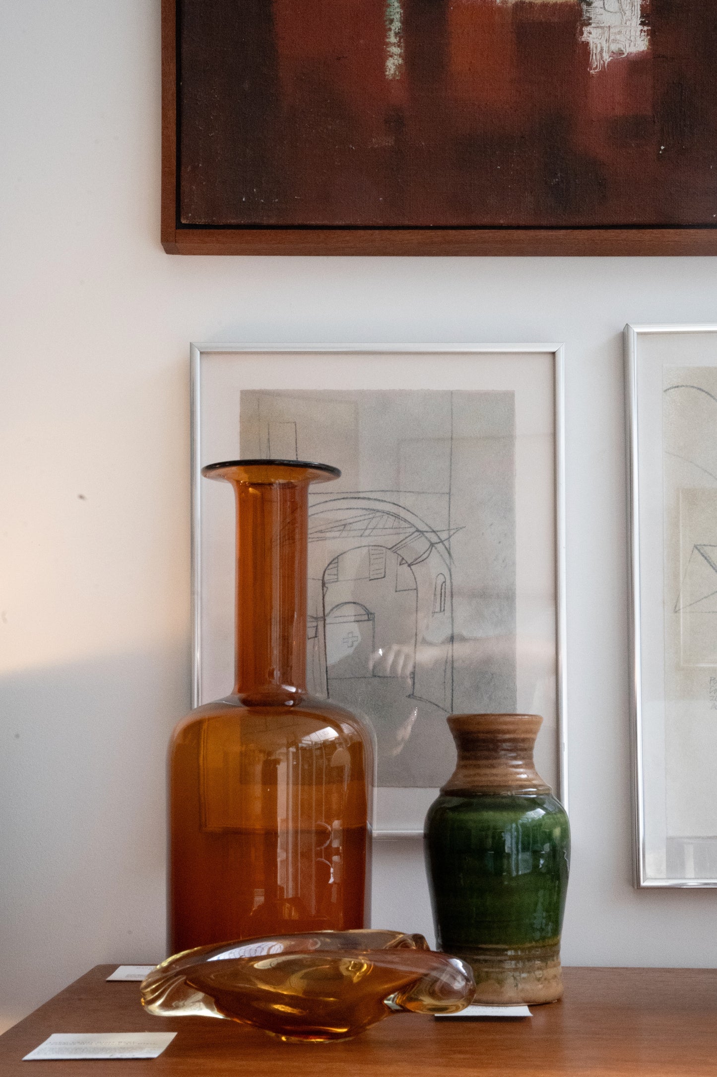 Large ‘Gulvvase’ Glass Bottle in Orange by Otto Brauer, (1960s) Denmark