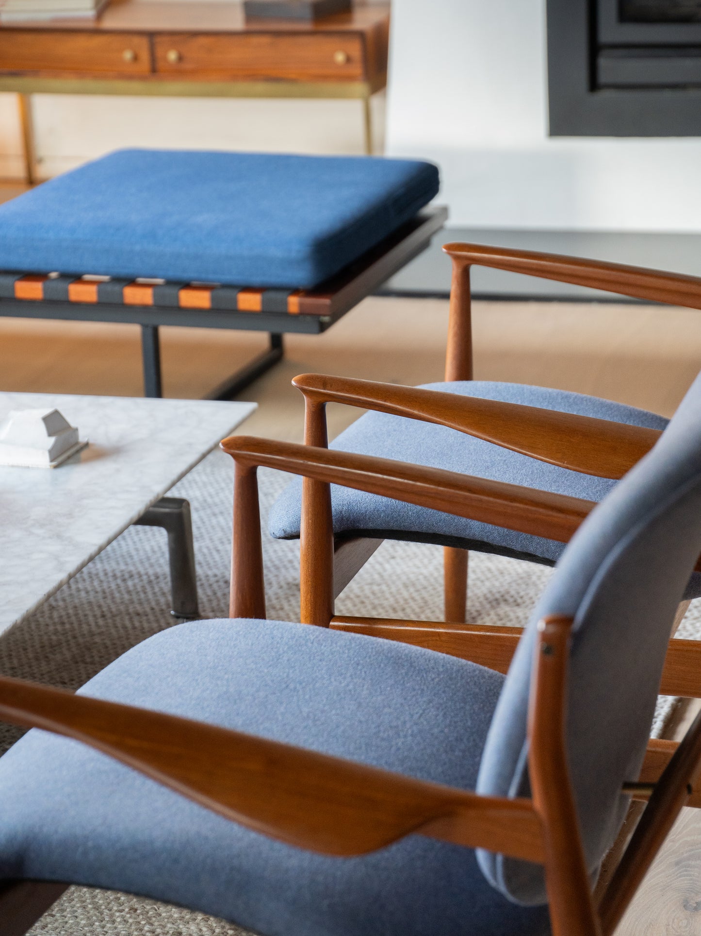 Pair of Model 136 Armchairs by Finn Juhl for France and Son (1960s) Denmark (rental only)