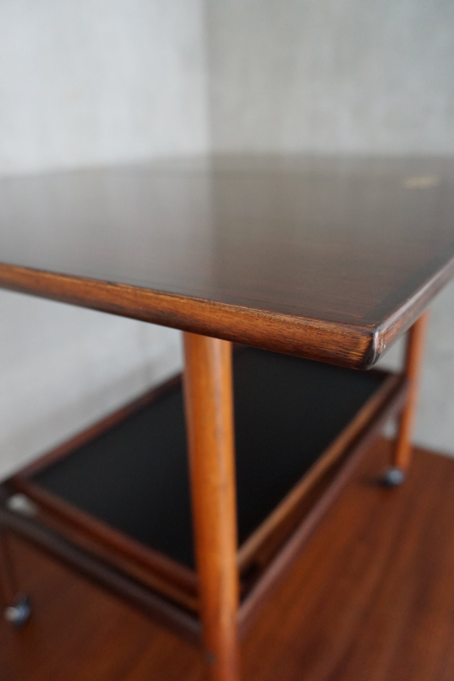 Rosewood Flip-top Expandable Cart with Removable Tray by Grete Jalk (Denmark) 1960s
