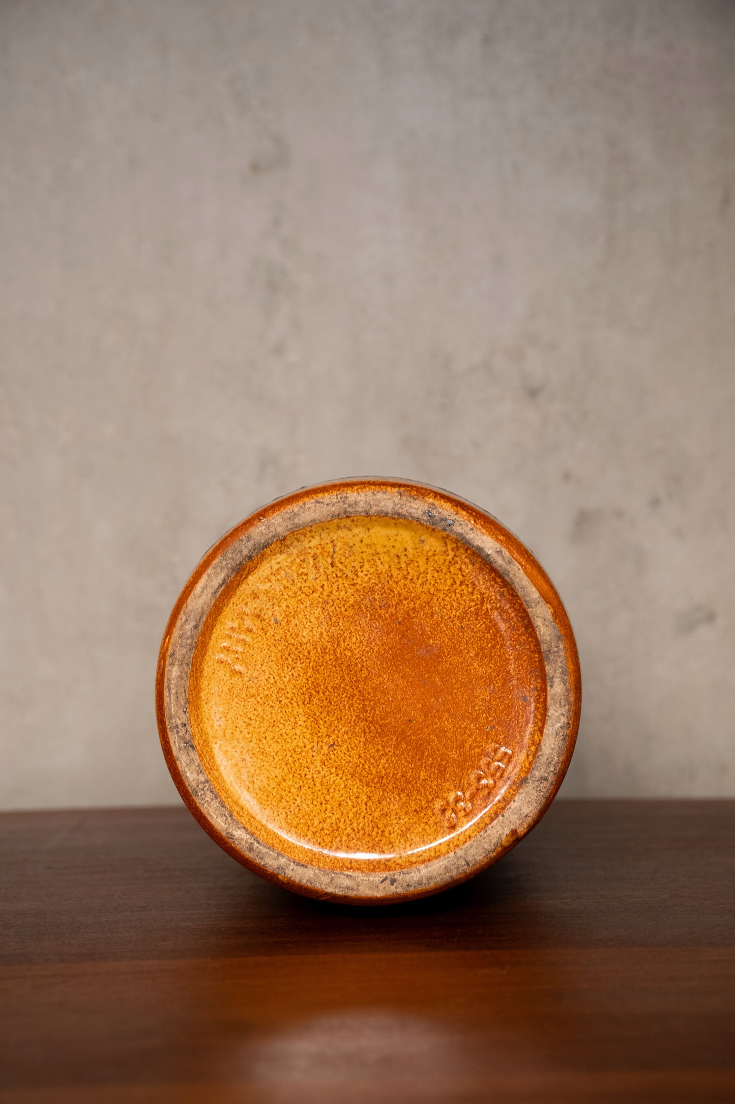 West German Orange Ceramic Vase with Graphic Detailing, (1960s) Germany