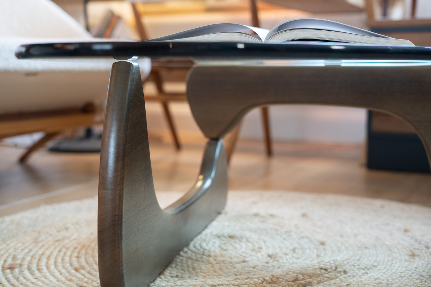 Glass and Walnut Coffee Table by Isamu Noguchi, Japan/USA