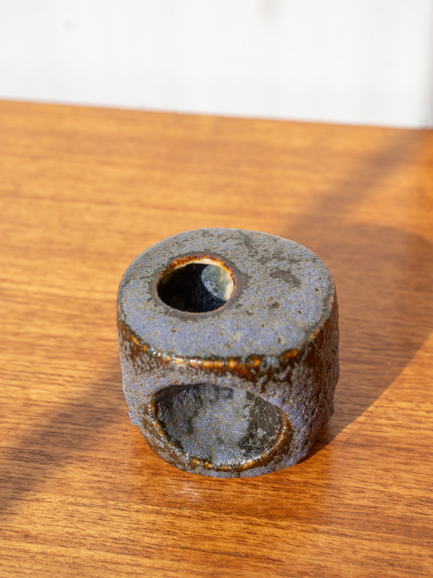 Vest Keramiek Blue 'Chimney' Vase 'RG10' by Van Woerden, (1960s) Holland