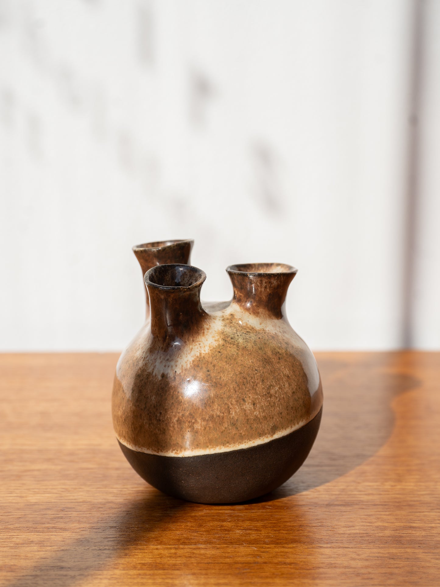 Modernist Three-Hole Stoneware bud Vase, 1970s Scandinavia