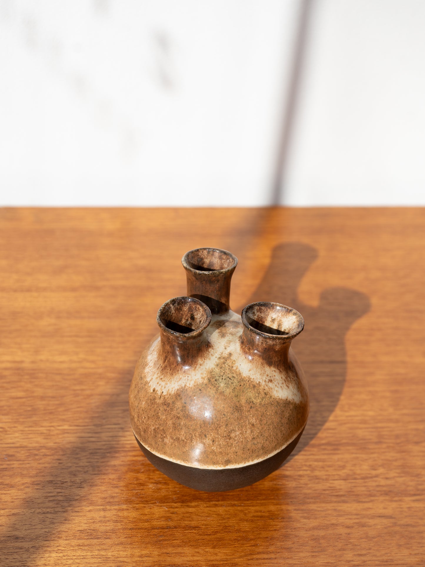Modernist Three-Hole Stoneware bud Vase, 1970s Scandinavia