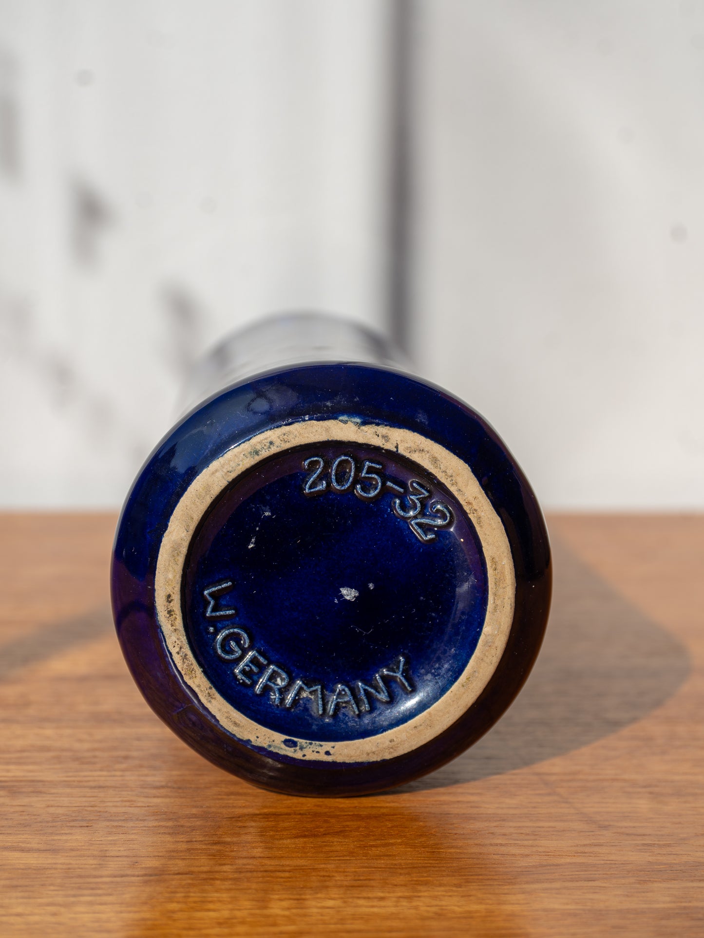 Blue ceramic vase by Scheurich no.205-32, (1970s) West Germany