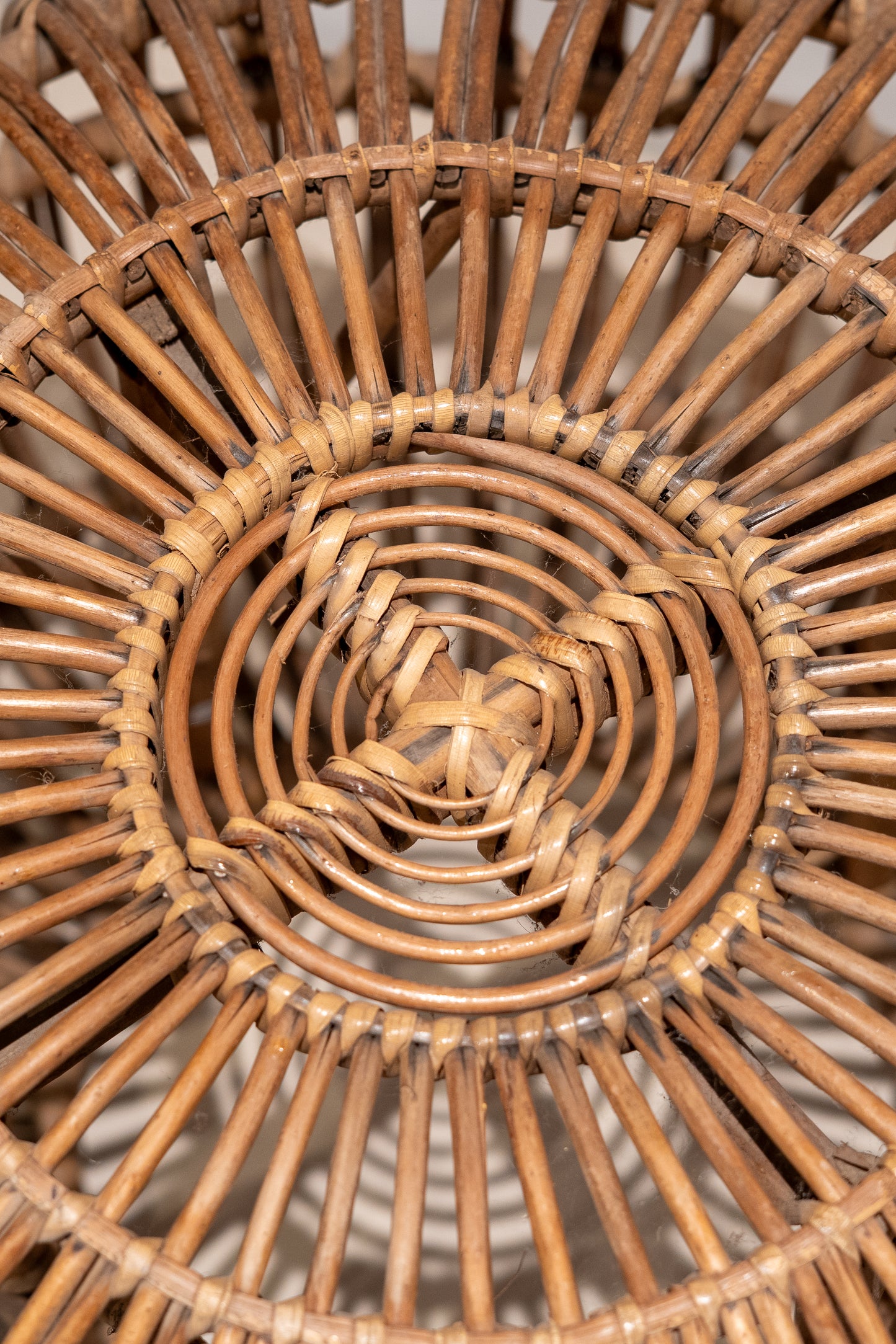 Small Wicker and Bamboo 'Lobster Pot Stool' by Franco Albini, (1950s) Italy