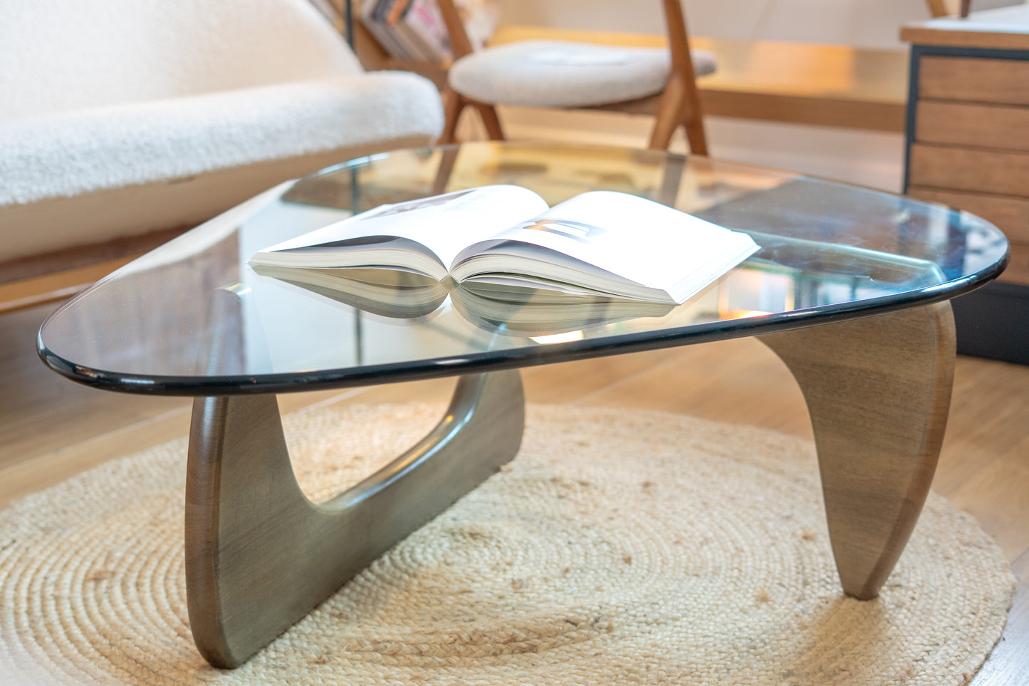 Glass and Walnut Coffee Table by Isamu Noguchi, Japan/USA