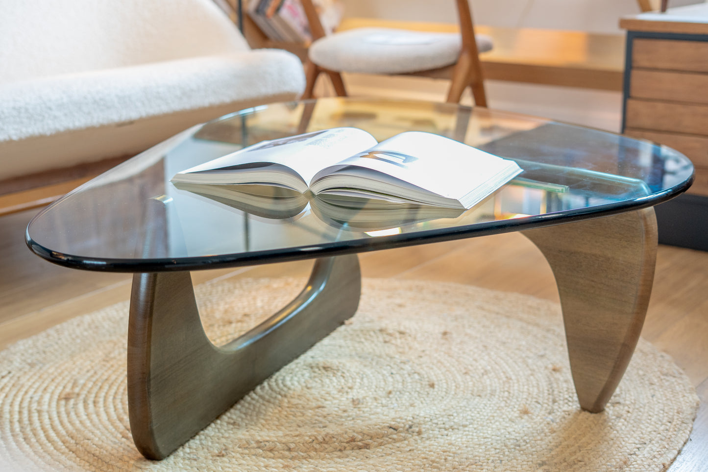 Glass and Walnut Coffee Table by Isamu Noguchi, Japan/USA