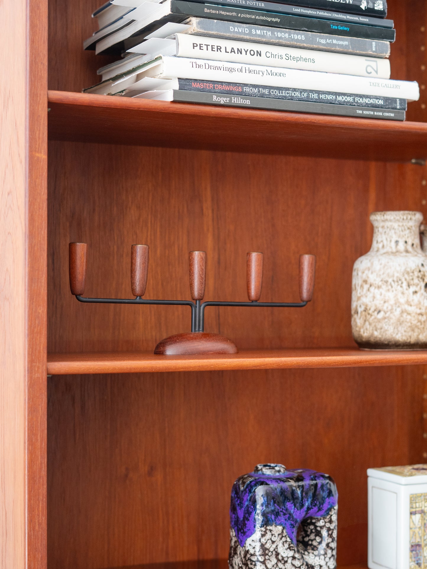 Teak and Metal Five Sconce Candle Holder, (1960s) Denmark