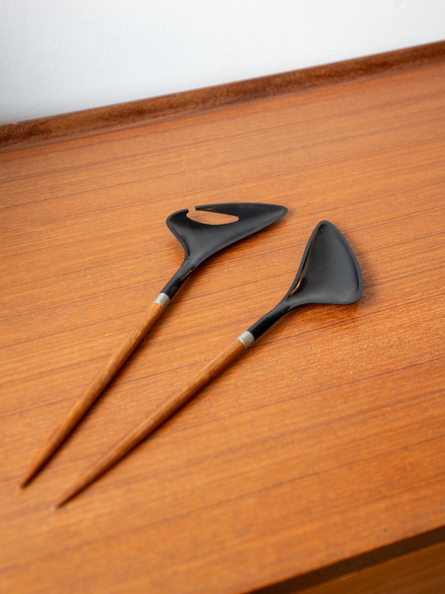 A pair of Danish Salad Servers in Teak designed by Helge Bezi, Denmark (1960s)