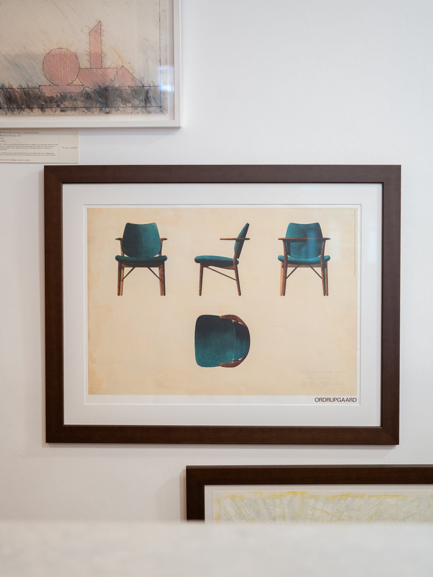 'Chair for Restaurant in Hotel Richmond' Large Finn Juhl Watercolour Print, Framed