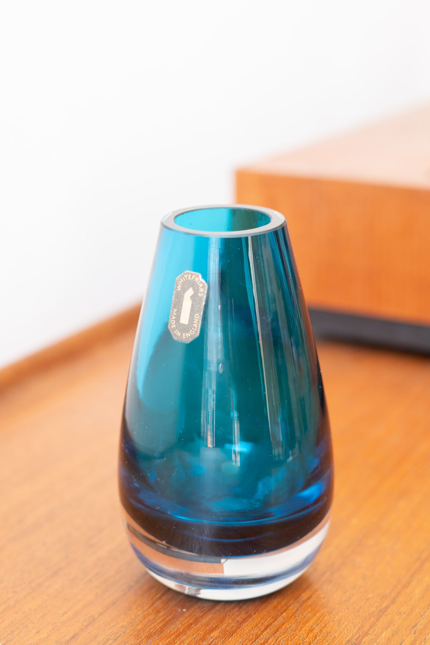 Kingfisher Blue Lobed Vase by Whitefriars (1960s) UK