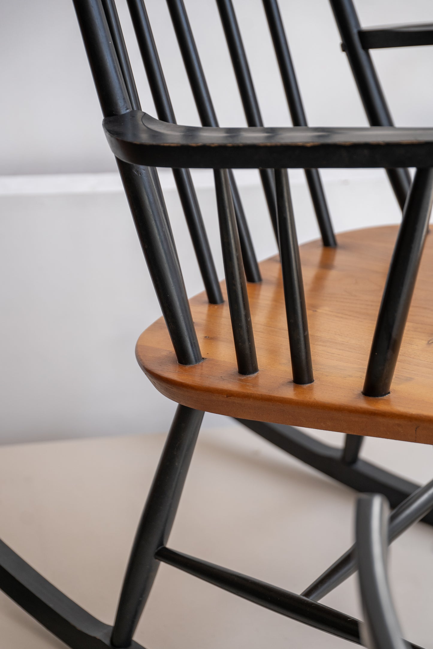 Ebonised & Beech Rocking Chair by Yrjö Ilmari Tapiovaara for Asko, (1950s) Finland