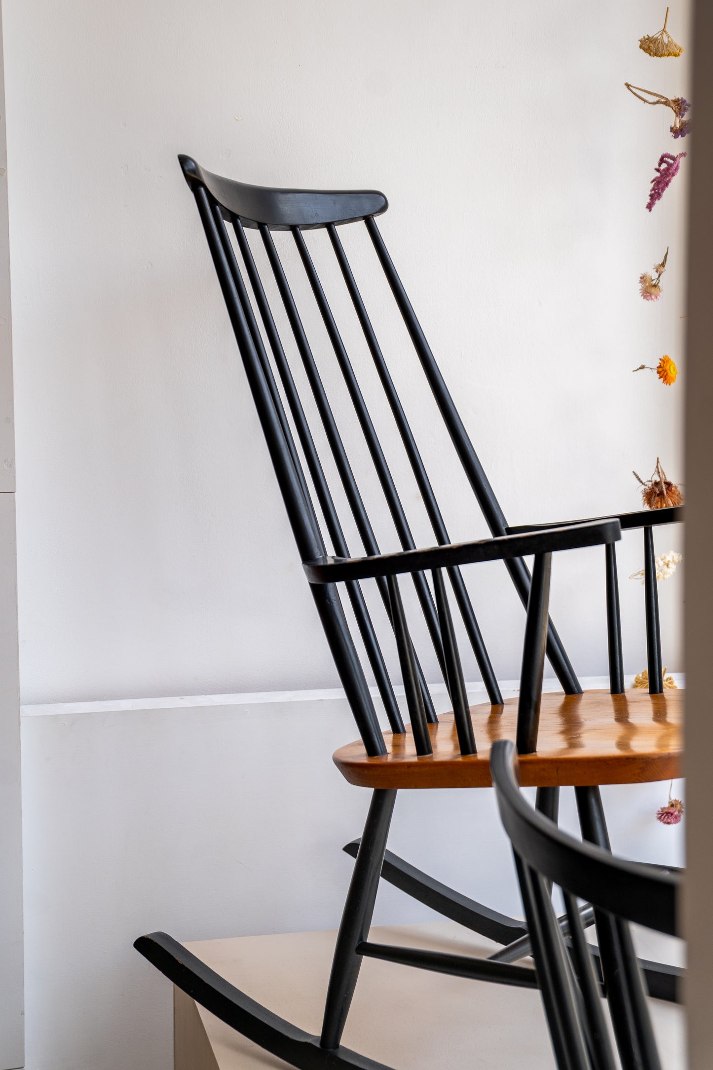 Ebonised & Beech Rocking Chair by Yrjö Ilmari Tapiovaara for Asko, (1950s) Finland