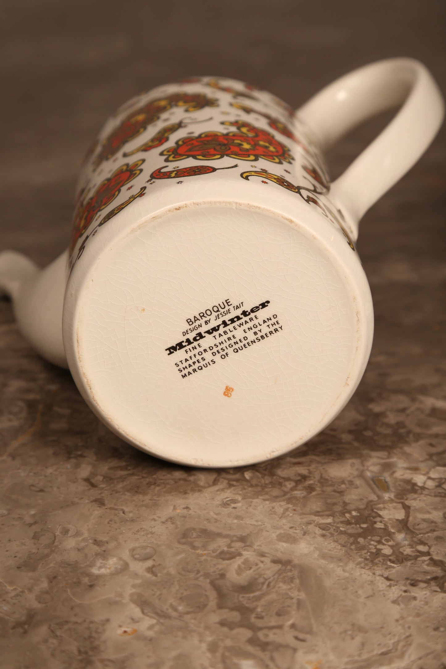 A midwinter pottery coffee set in 'Scarce Baroque' pattern by Jesse Tait (1960s)