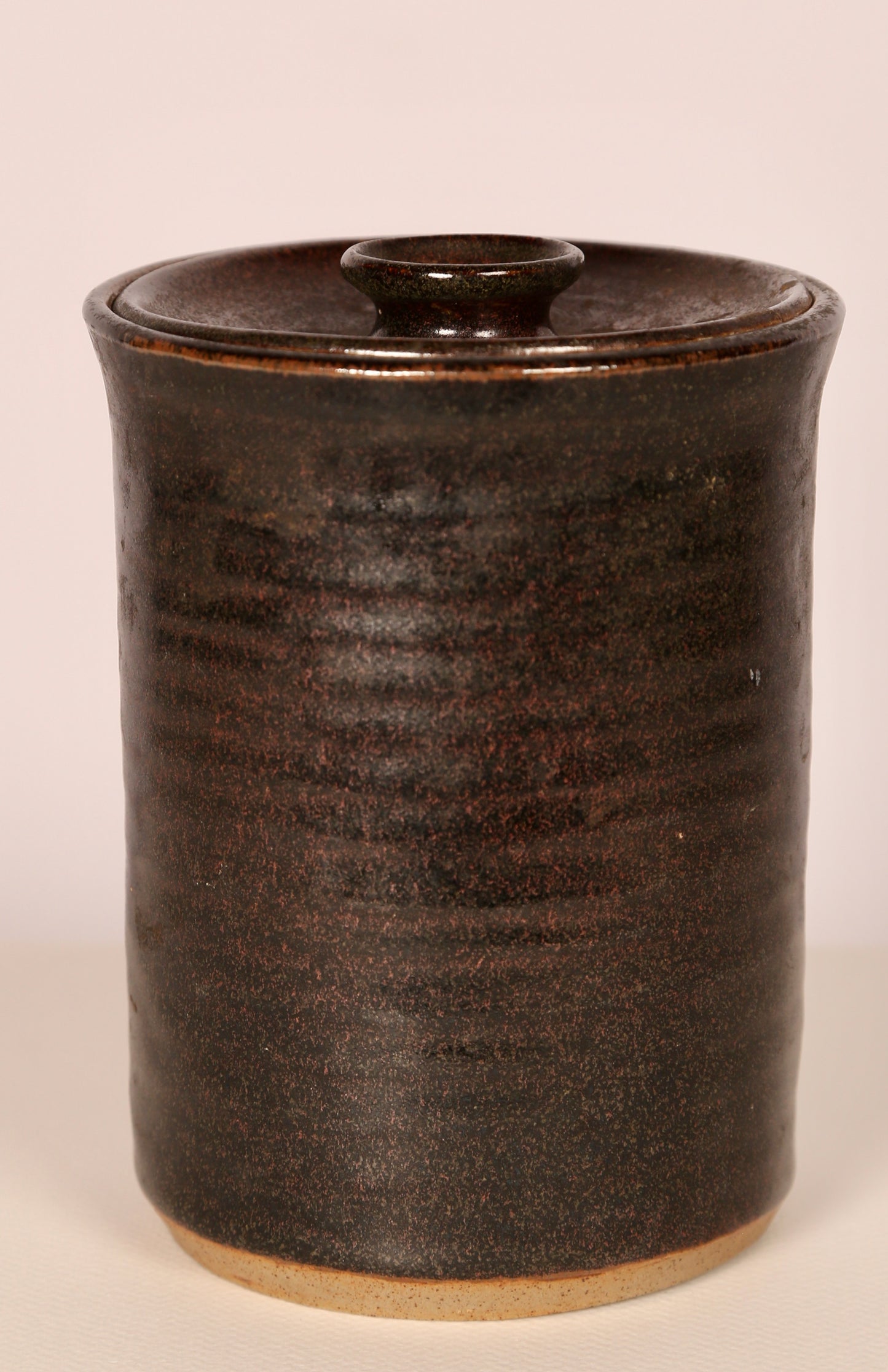 Midcentury treacle glazed container with lid (matching smaller one available)