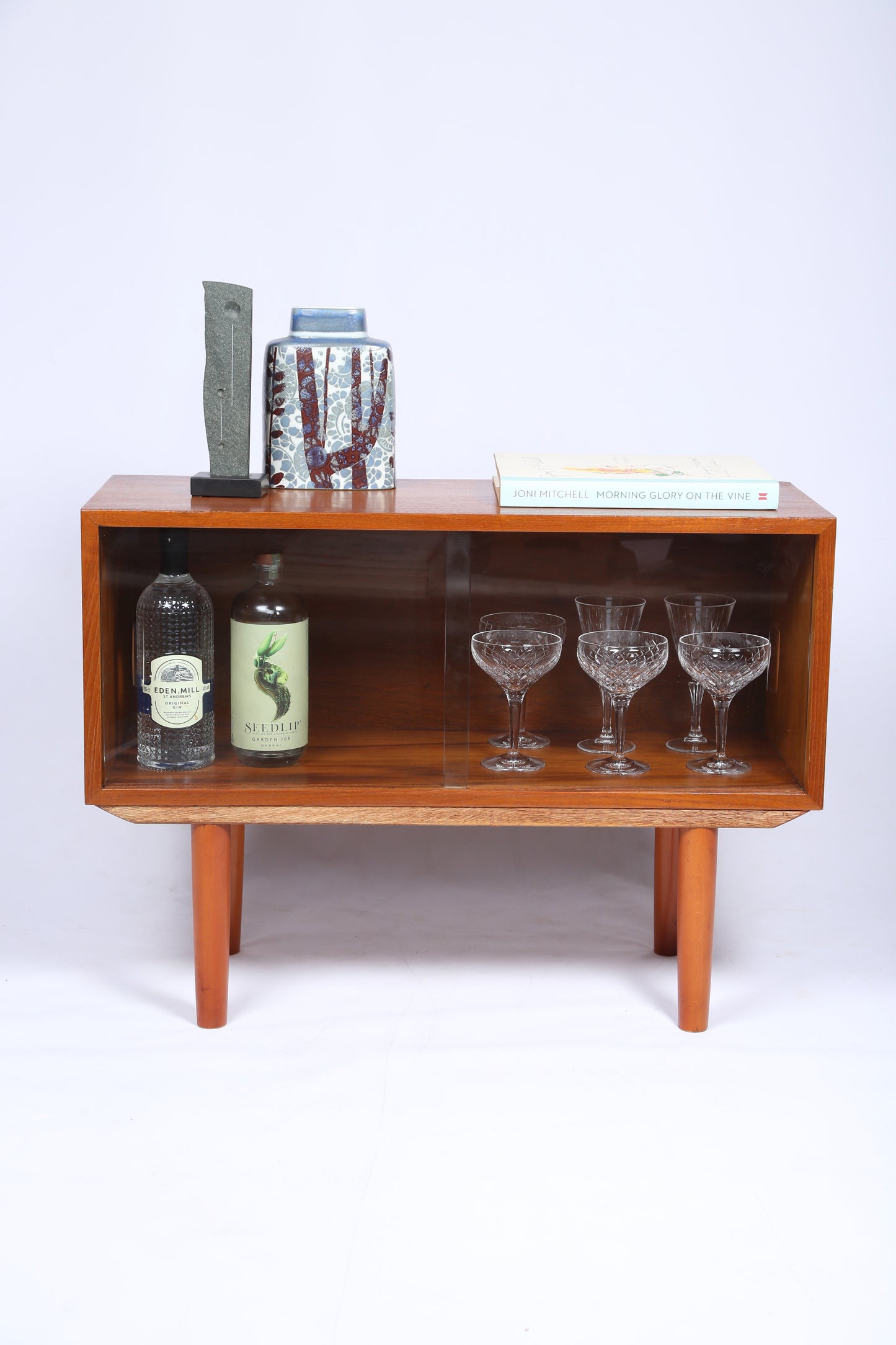 Teak siding glass door cabinet (1970s)