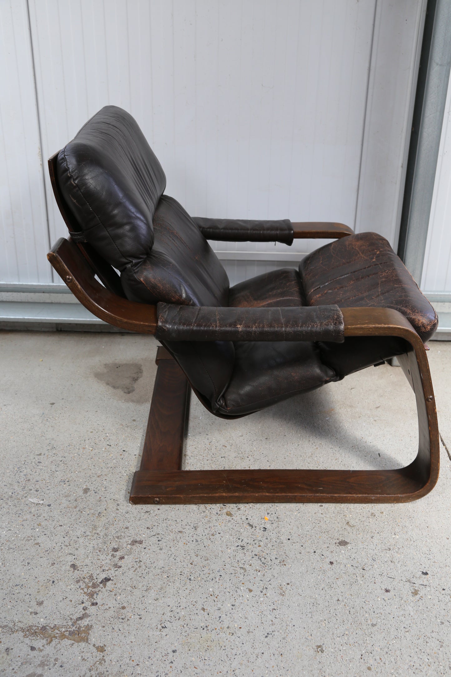 Bentwood and Leather Lounge Chair, (1970s) Denmark