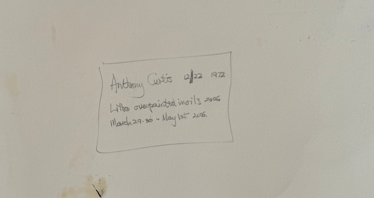 Over painted screen print by Anthony Curtis 1970s