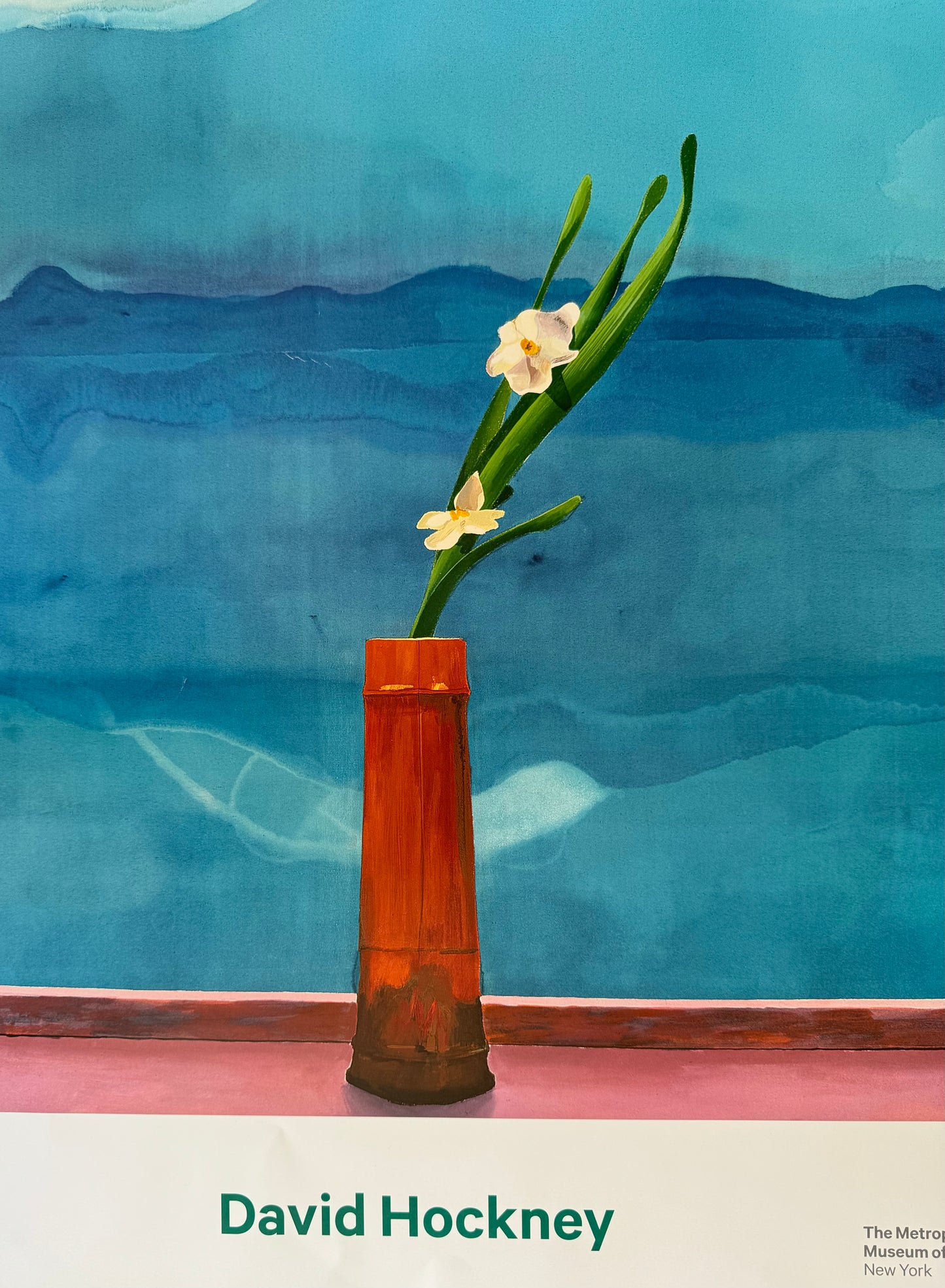 David Hockney Poster - Mount Fuji & Flowers Original Gallery Exhibition Poster