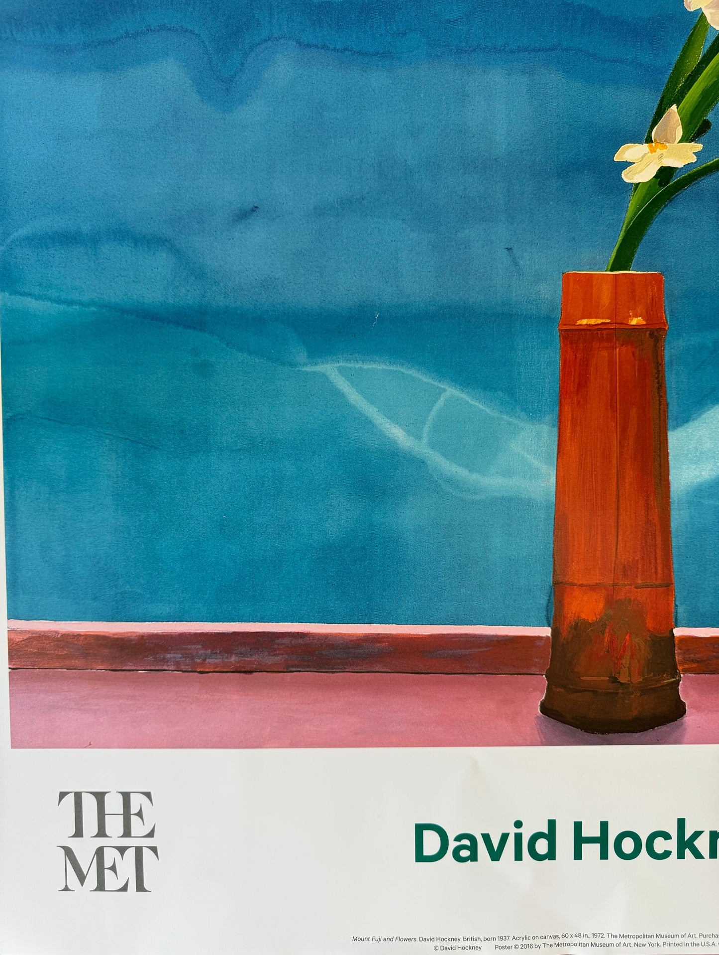 David Hockney Poster - Mount Fuji & Flowers Original Gallery Exhibition Poster