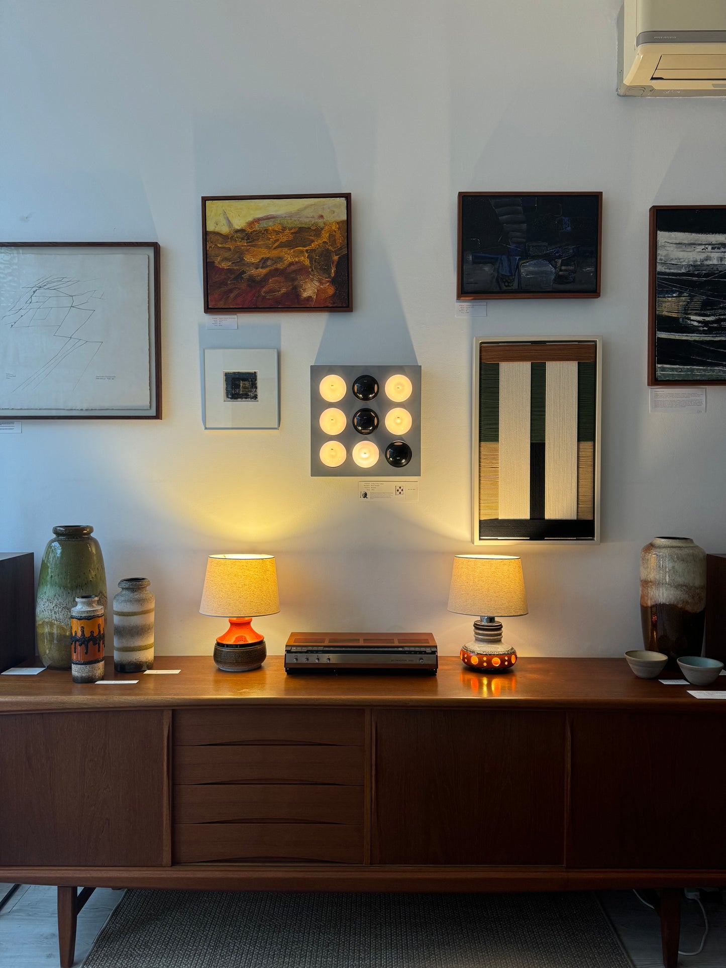 1960s Dutch Herda ceramic UFO lamp with double bulb