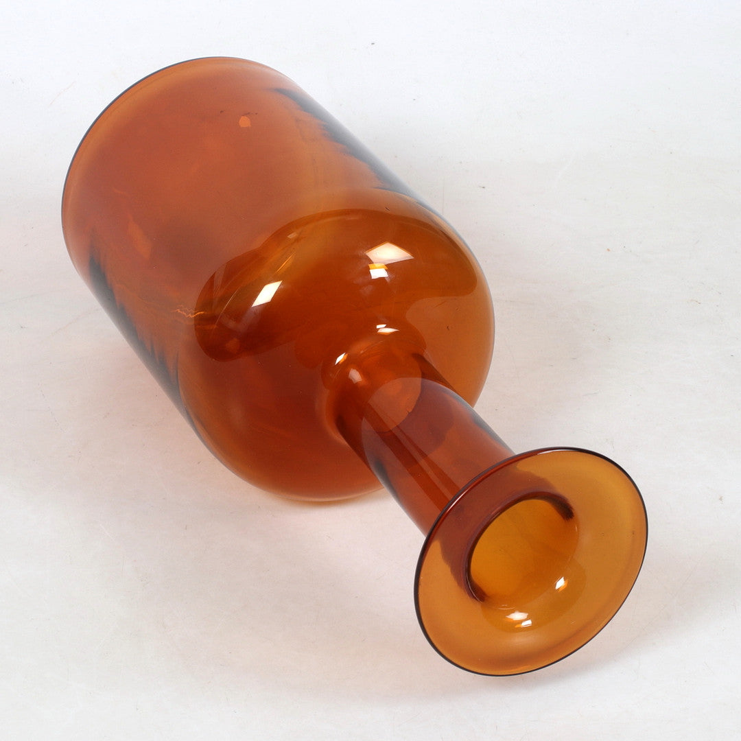 Large ‘Gulvvase’ Glass Bottle in Orange by Otto Brauer, (1960s) Denmark