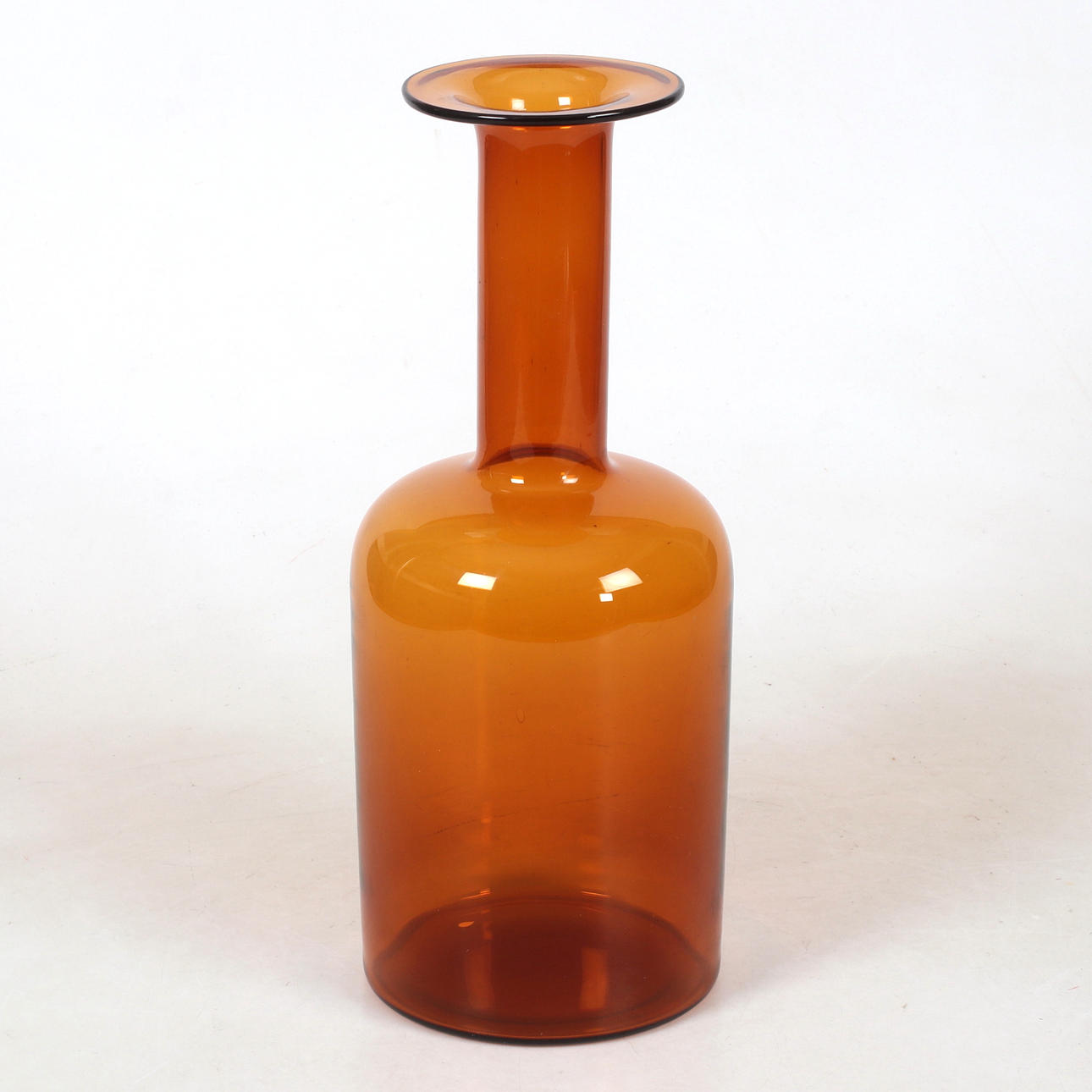 Large ‘Gulvvase’ Glass Bottle in Orange by Otto Brauer, (1960s) Denmark