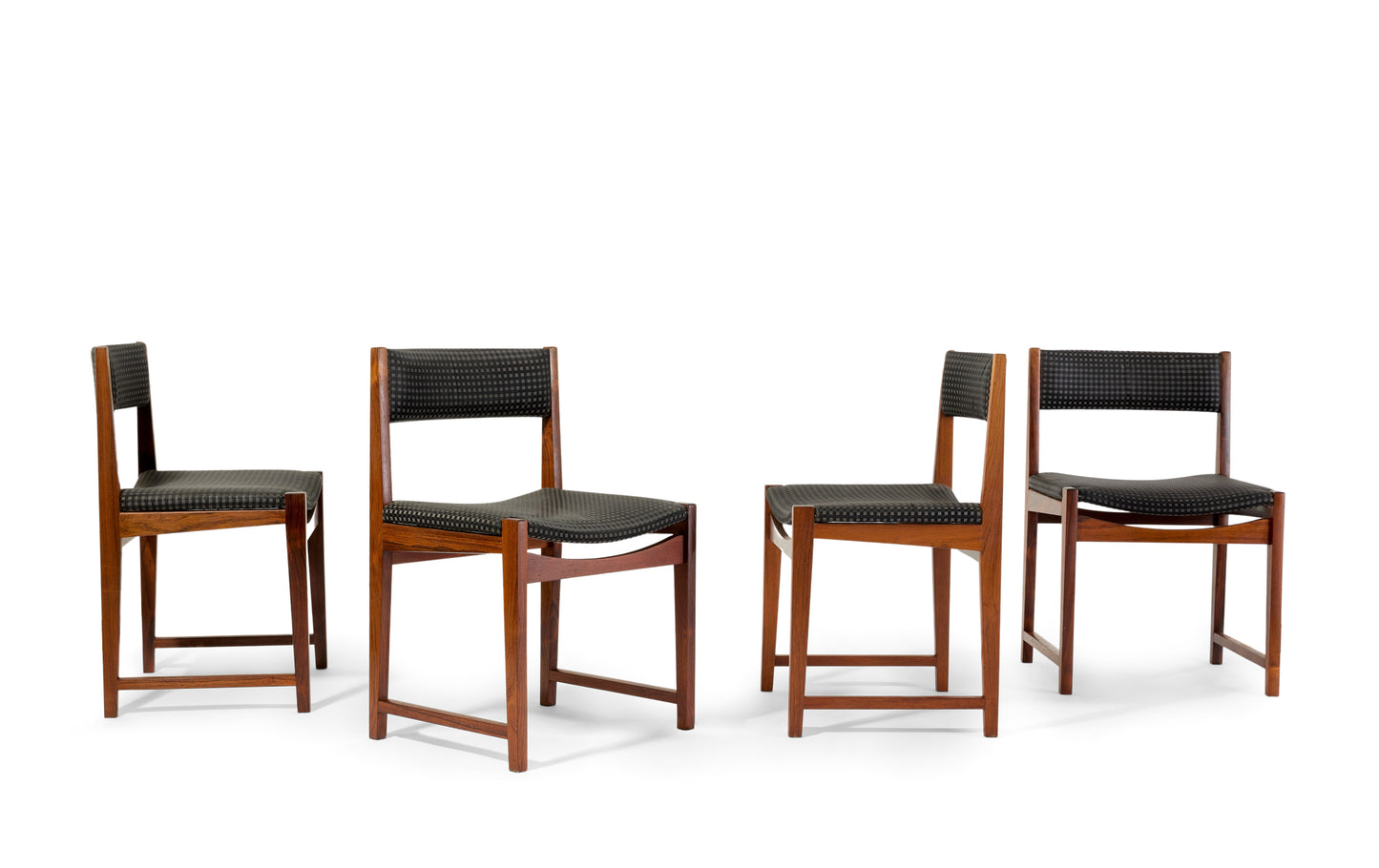 4 ziricote wood model 350 dining chairs by Peter Hvidt and Orla Mølgaard-Nielson for Soborg Mobelfabrik (1958)