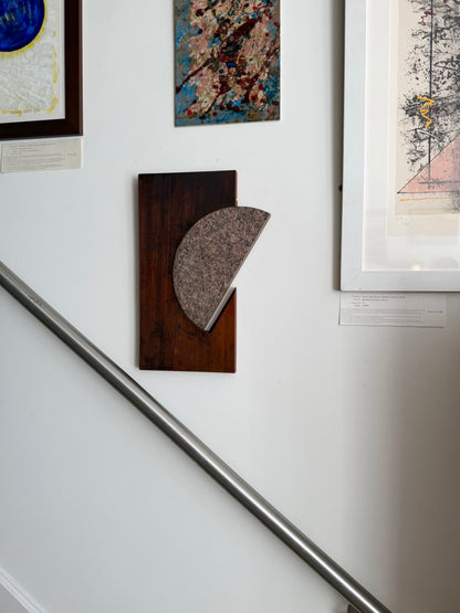 1960s Mahogany & Granite Wall Sculpture