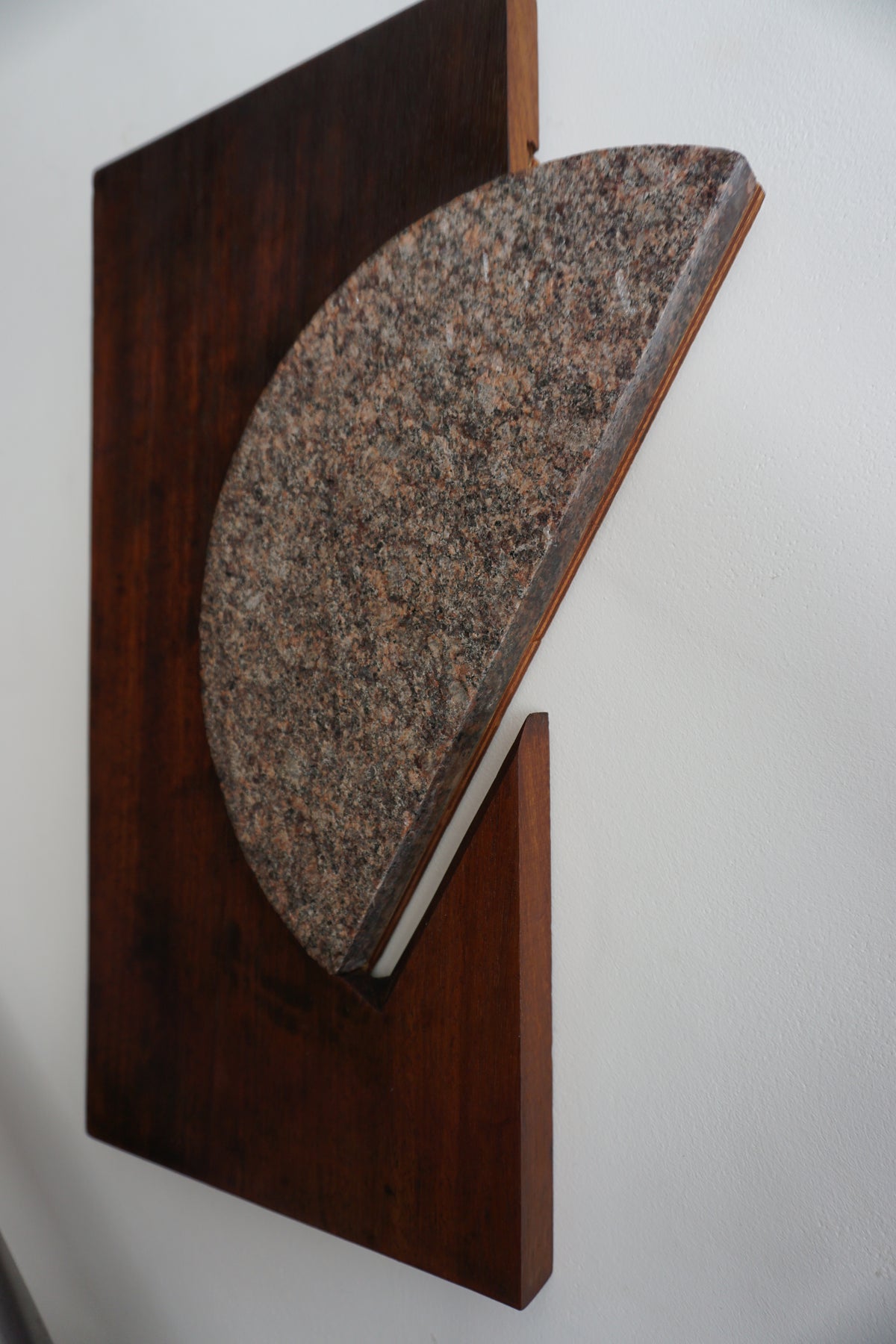 1960s Mahogany & Granite Wall Sculpture