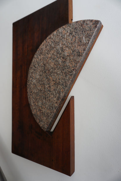 1960s Mahogany & Granite Wall Sculpture