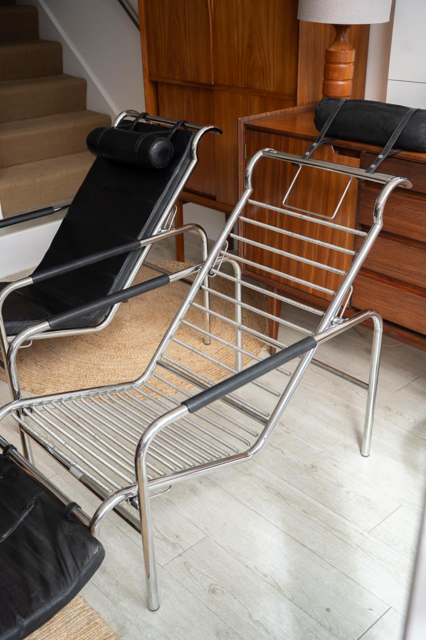 Pair of Genni Armchairs and Footstool, by Gabriele Mucchi for Zanota
