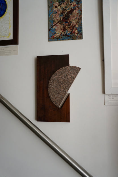 1960s Mahogany & Granite Wall Sculpture