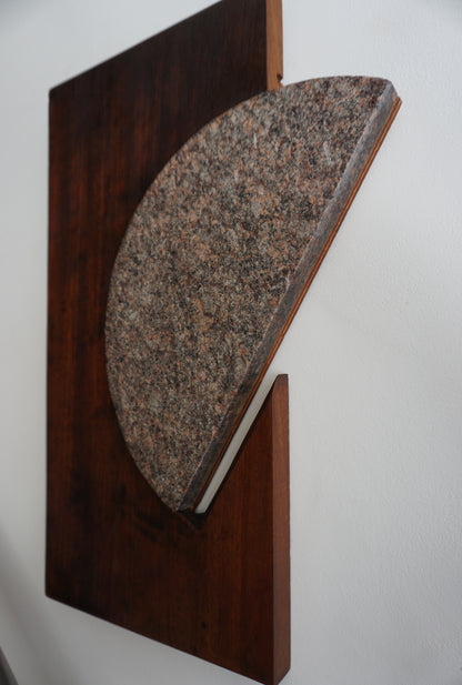 1960s Mahogany & Granite Wall Sculpture