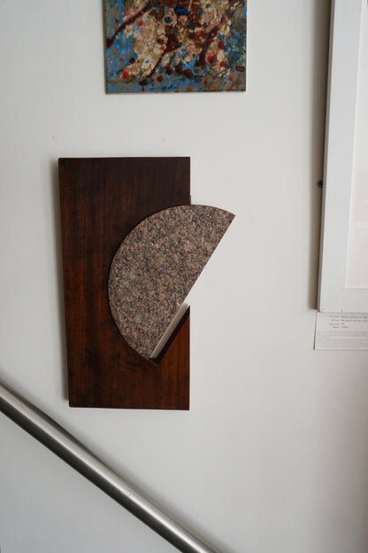 1960s Mahogany & Granite Wall Sculpture
