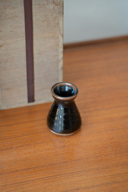 Bernard Leach (1887-1979) Tenmoku Glazed Stem Vase, Leech Pottery, st Ives (c1960s) UK