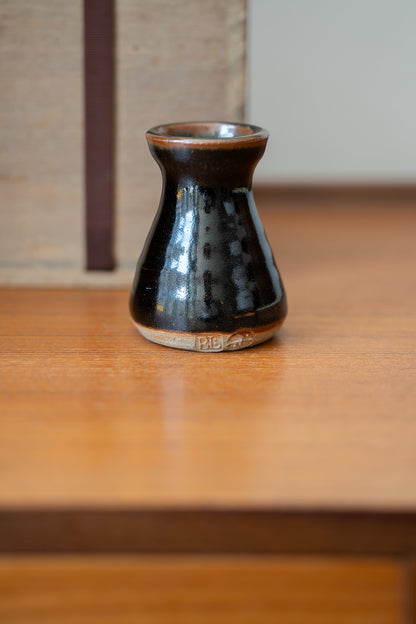 Bernard Leach (1887-1979) Tenmoku Glazed Stem Vase, Leech Pottery, st Ives (c1960s) UK