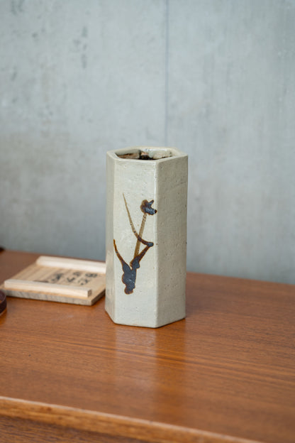 Shoju Hamada (1894-1978), Stoneware Hexagonal Vase with Signed Display Box (c.1960) Japan