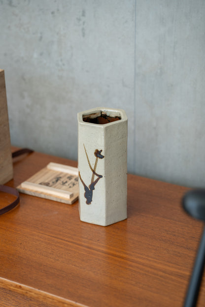 Shoju Hamada (1894-1978), Stoneware Hexagonal Vase with Signed Display Box (c.1960) Japan