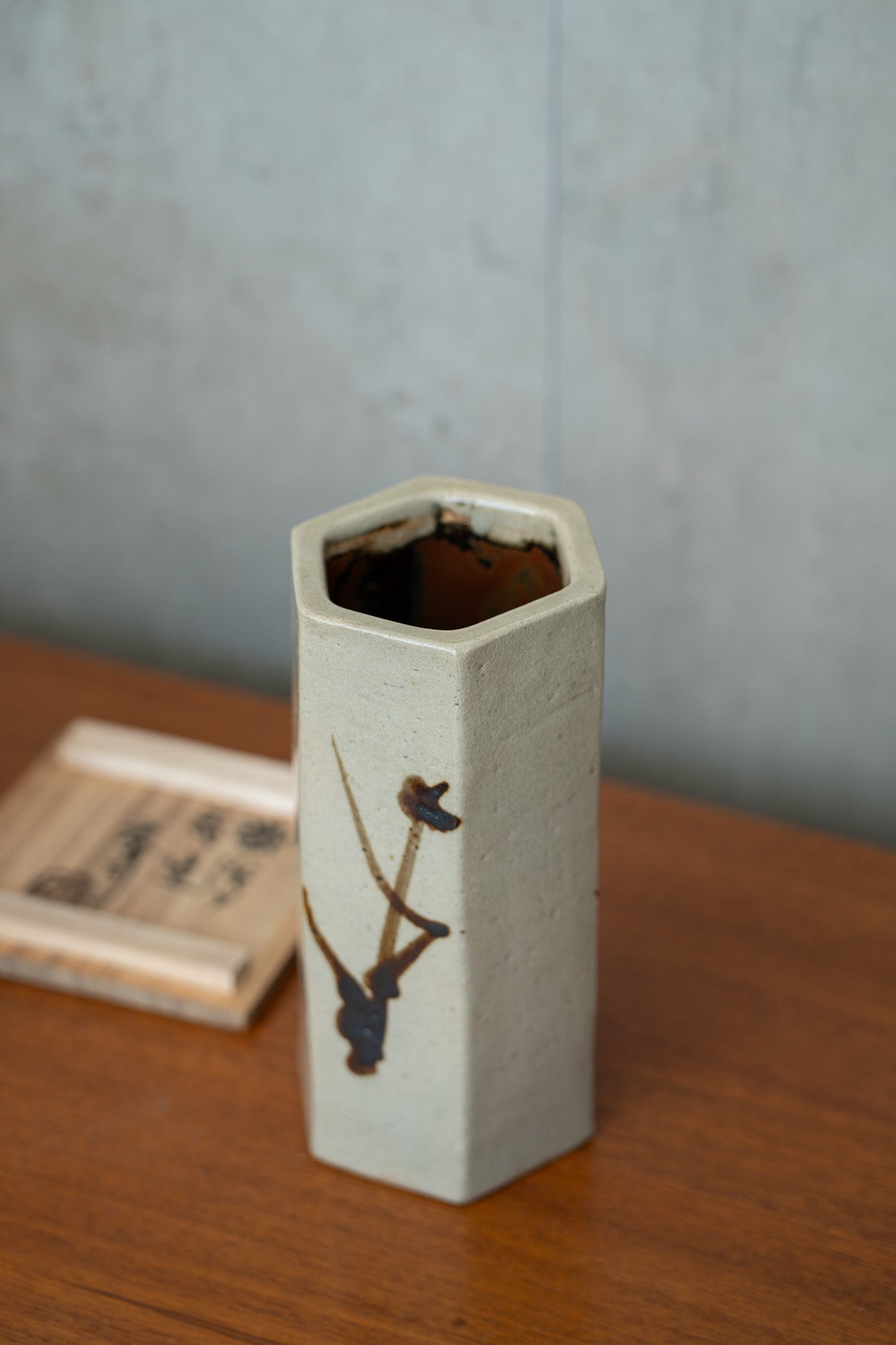 Shoju Hamada (1894-1978), Stoneware Hexagonal Vase with Signed Display Box (c.1960) Japan