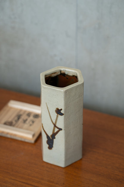 Shoju Hamada (1894-1978), Stoneware Hexagonal Vase with Signed Display Box (c.1960) Japan