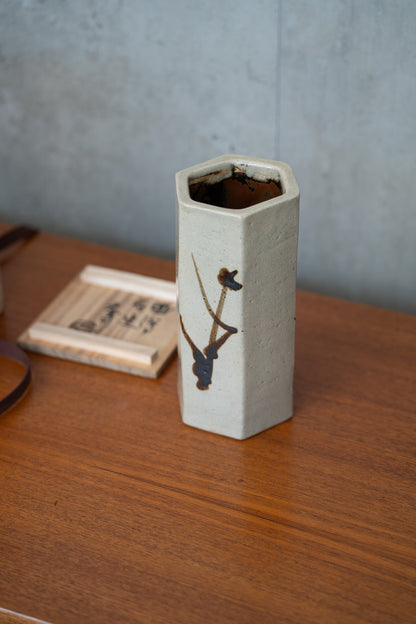 Shoju Hamada (1894-1978), Stoneware Hexagonal Vase with Signed Display Box (c.1960) Japan