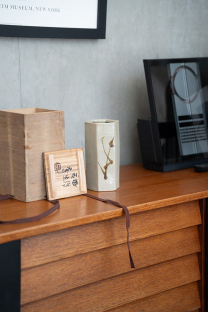 Shoju Hamada (1894-1978), Stoneware Hexagonal Vase with Signed Display Box (c.1960) Japan