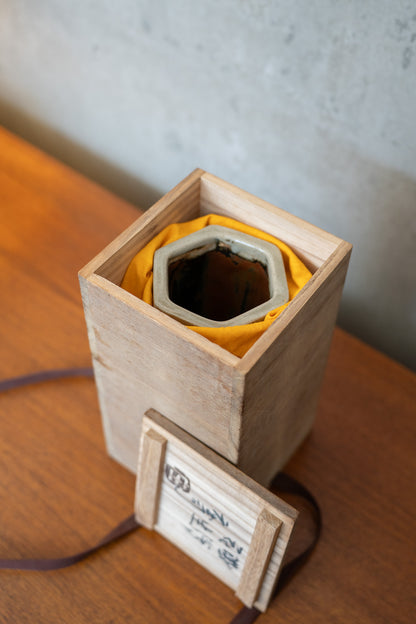Shoju Hamada (1894-1978), Stoneware Hexagonal Vase with Signed Display Box (c.1960) Japan