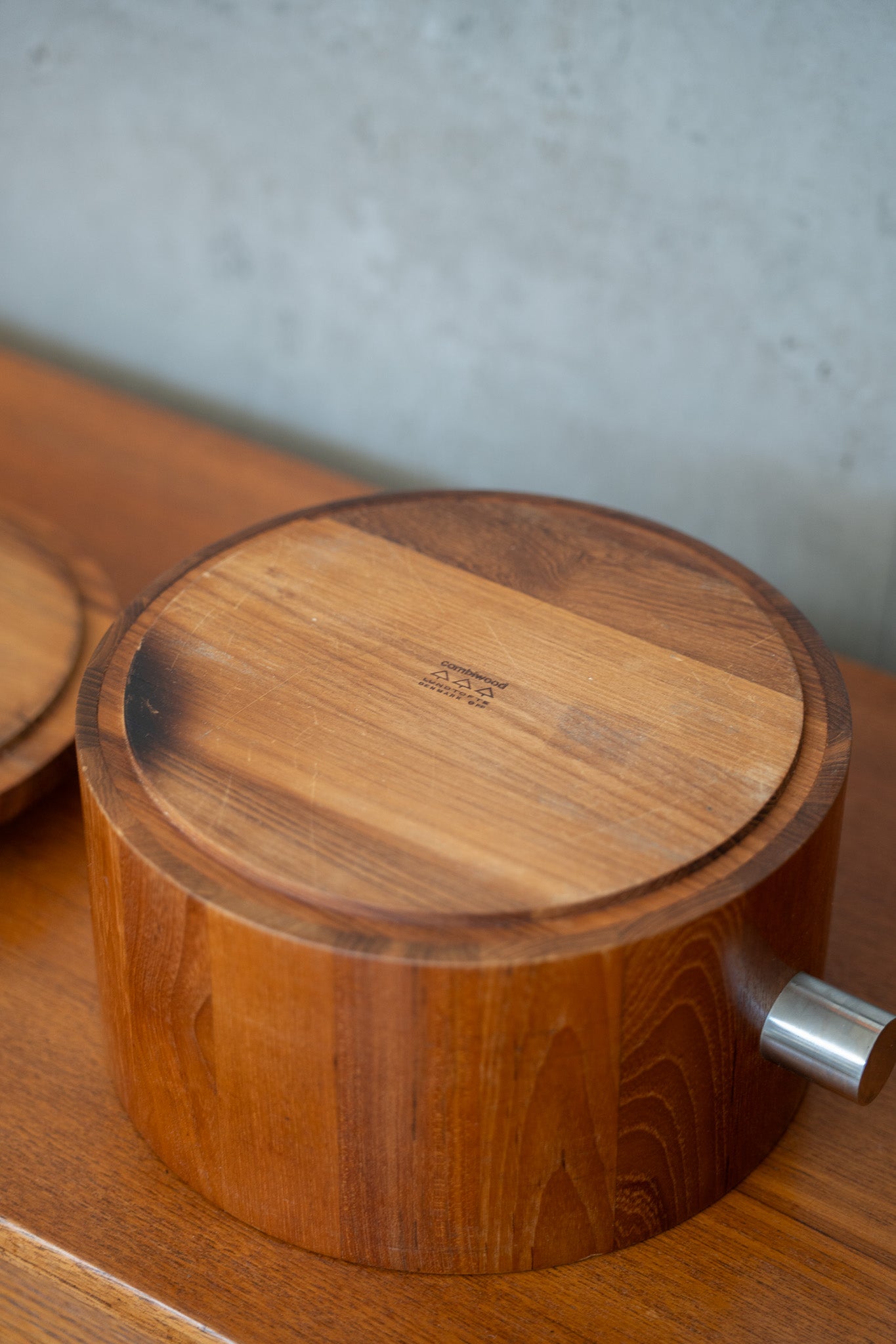 Large Combiwood Salad Bowl by A Lundtoft of Denmark with Stainless Steel Handles, 1960s Denmark
