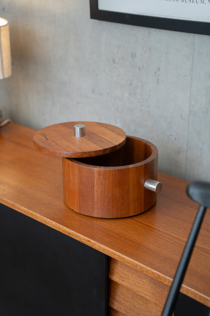 Large Combiwood Salad Bowl by A Lundtoft of Denmark with Stainless Steel Handles, 1960s Denmark