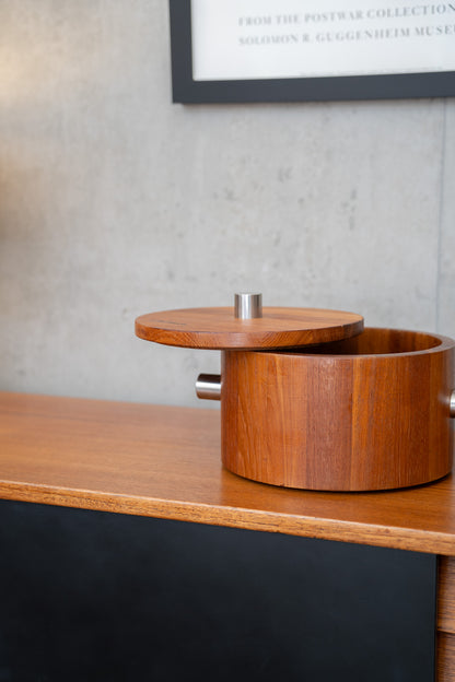 Large Combiwood Salad Bowl by A Lundtoft of Denmark with Stainless Steel Handles, 1960s Denmark